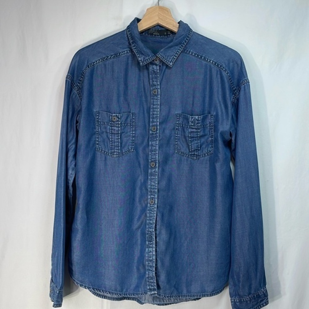 🐜 Prana blue tencel, long sleeve blouse